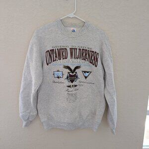 Vintage Jerzees Super Sweats Sweater Graphic Alaska Untamed Wilderness Size M